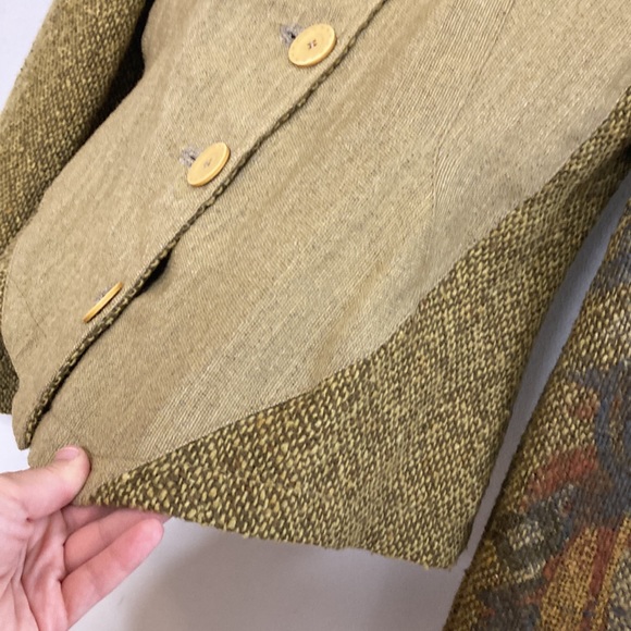 OHDD Jacket Women's 30 Small Medium Mixed Fabric Blazer Wool Metallic Artsy - Picture 6 of 12